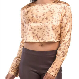 Zara Long Sleeve Cropped Printed Shirt